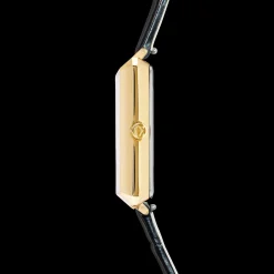 Watch Iconic Cube Spikes Gold Bracelet Leather Black