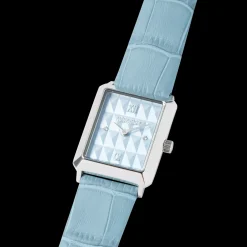 Watch Iconic Spikes Sky Blue Silver Bracelet Leather Light Blue