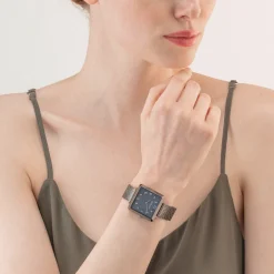 Watch Iconic Square Anthracite Mother-of-Pearl Milanese Stainless Steel Anthracite