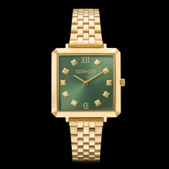 Watch Iconic Square Glamorous Green Stainless Steel Gold