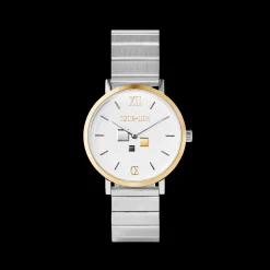 Watch Round Brilliant White Bicolor Stainless Steel Silver