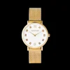 Watch Round Brilliant White Milanese Stainless Steel Gold