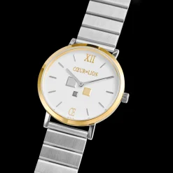 Watch Round Brilliant White Bicolor Stainless Steel Silver