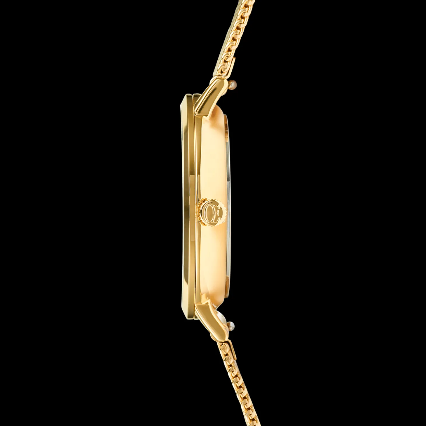 Watch Round Brilliant White Milanese Stainless Steel Gold