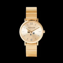 Watch Round Gold Sunray Monochrome Stainless Steel Gold
