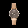 Watch Round Mocha Sunray Milanese Stainless Steel Rose Gold