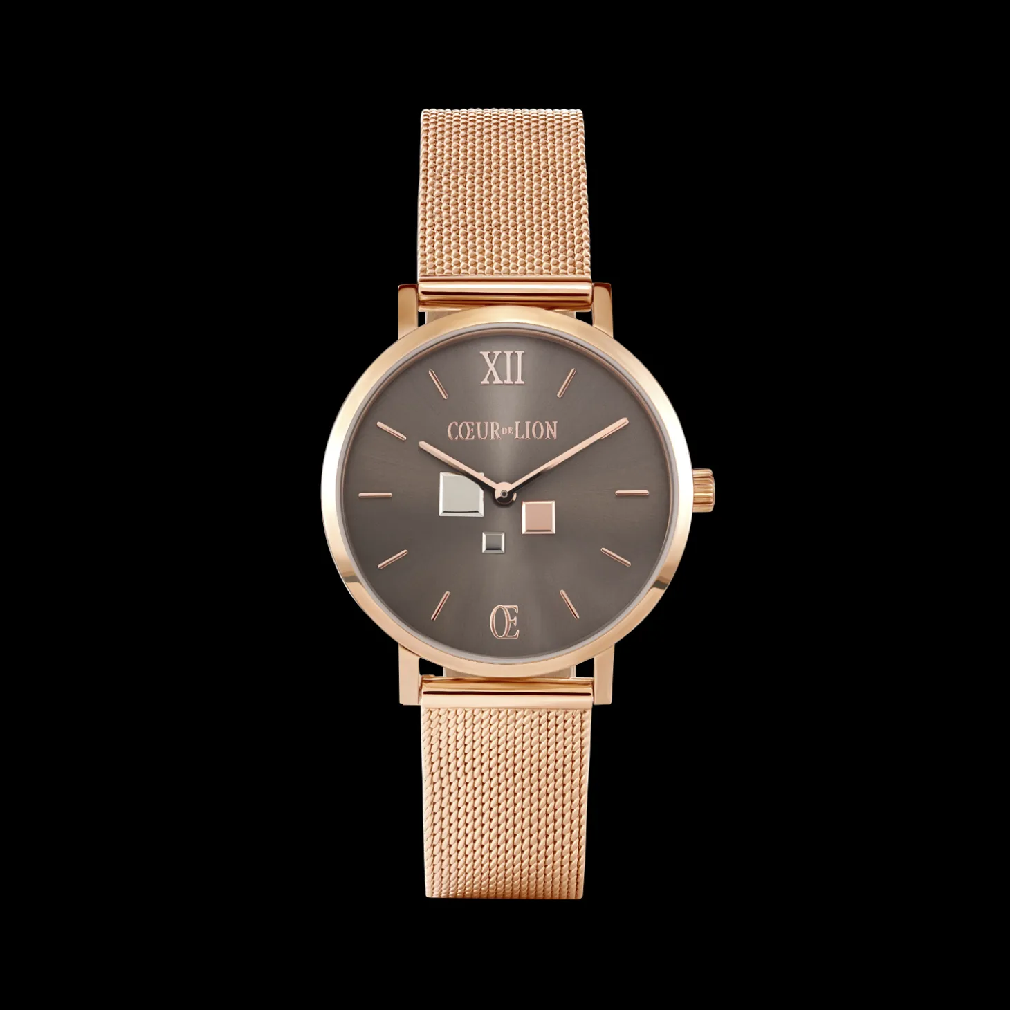 Watch Round Mocha Sunray Milanese Stainless Steel Rose Gold