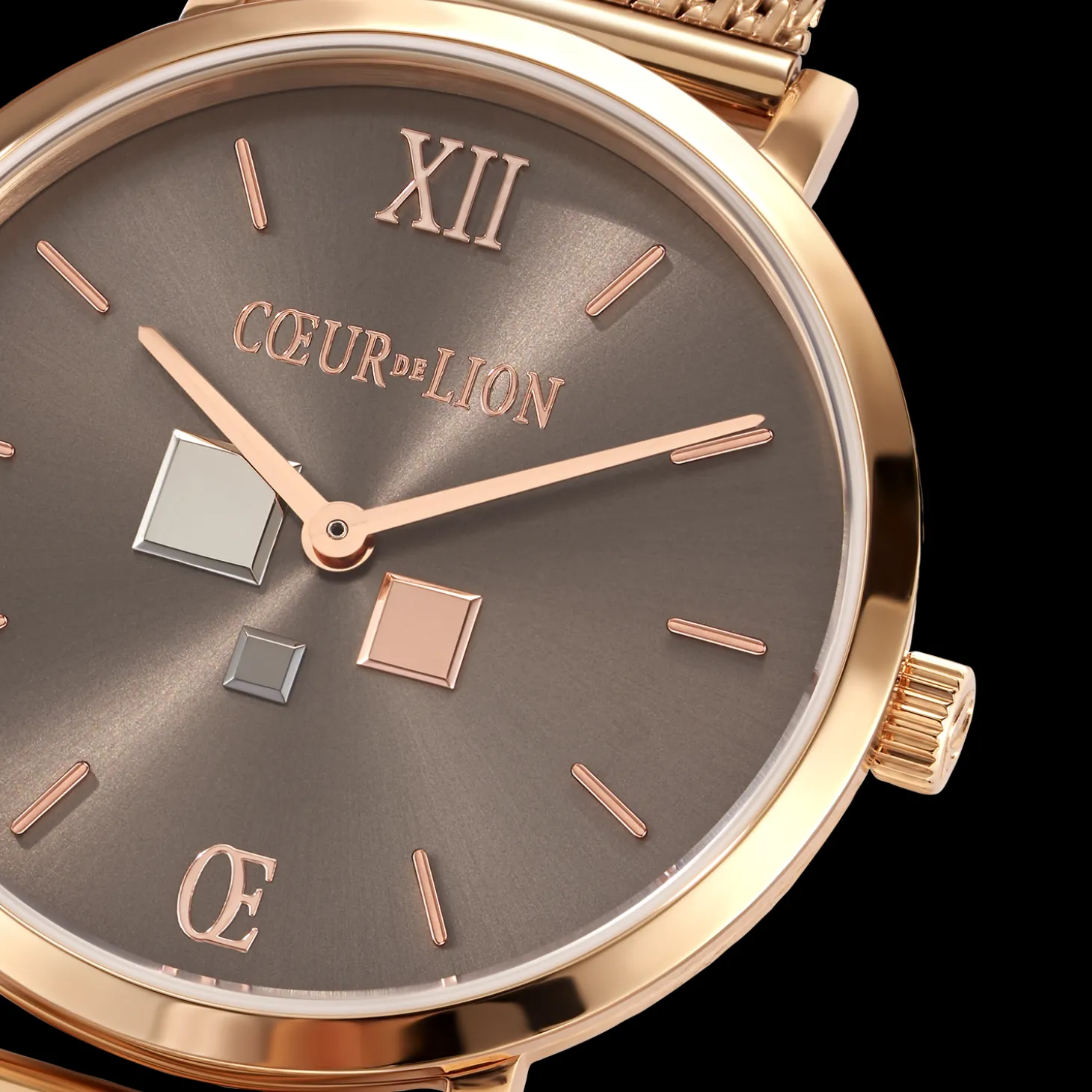 Watch Round Mocha Sunray Milanese Stainless Steel Rose Gold