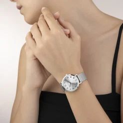 Watch Round Silver Sunray Milanese Stainless Steel