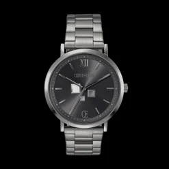 Watch Round Statement Unisex Anthracite Sunray Stainless Steel Light Gun Metal