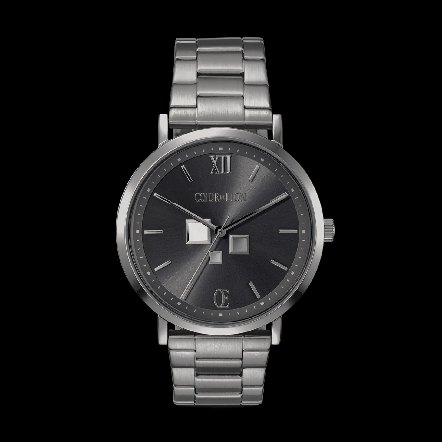 Watch Round Statement Unisex Anthracite Sunray Stainless Steel Light Gun Metal