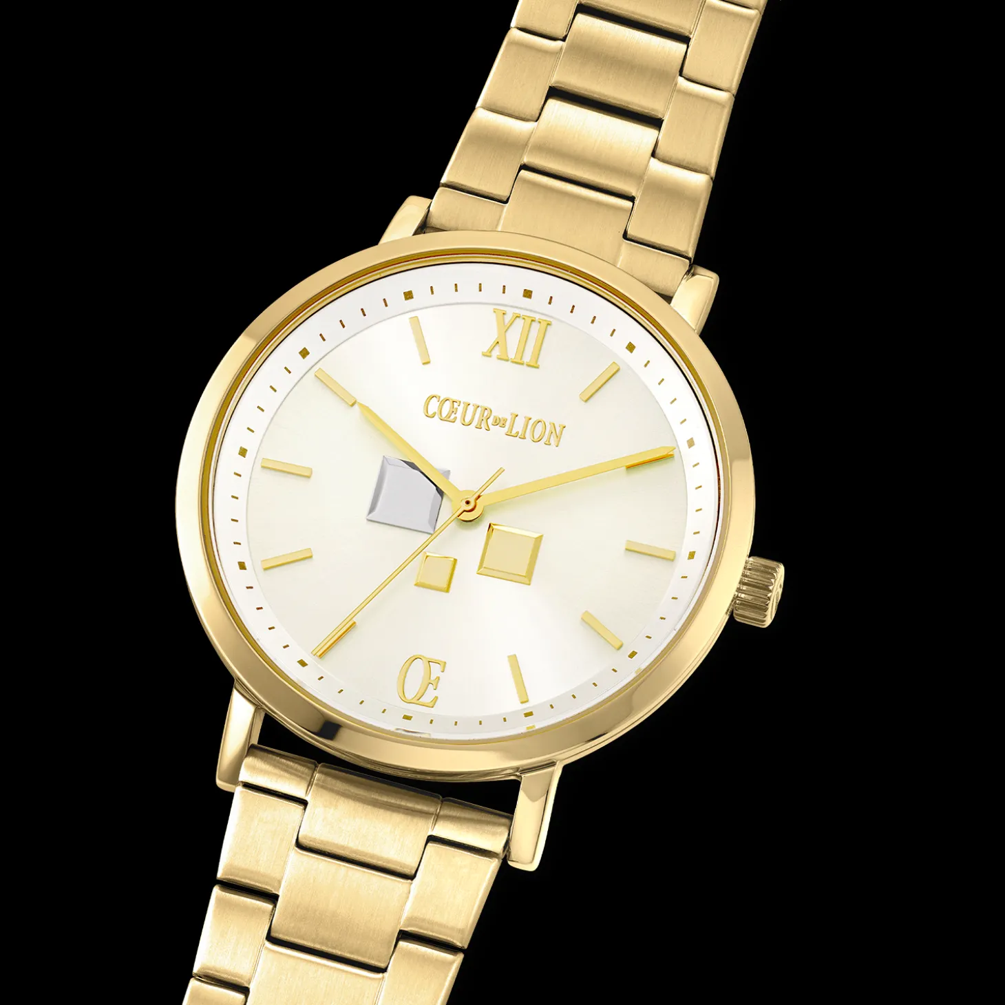 Watch Round Statement Unisex White Sunray Stainless Steel Frosted Gold