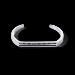 Bangle Cuff Square Stripes silver-black