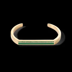 Bangle Cuff Square Stripes gold-green