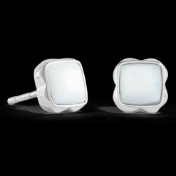 Birthstone April Earrings White Quartz Silver