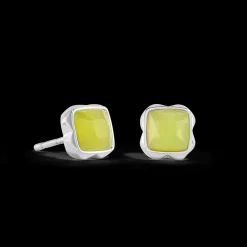 Birthstone August Earrings Green Jade Silver
