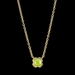 Birthstone August Necklace Green Jade Gold