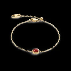 Birthstone January Bracelet Red Agate Gold