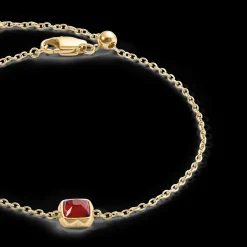 Birthstone January Bracelet Red Agate Gold
