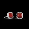 Birthstone January Earrings Red Agate Silver