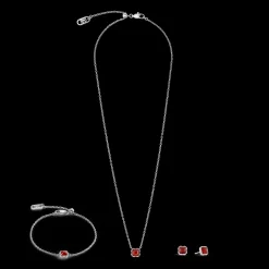 Birthstone January Earrings Red Agate Silver