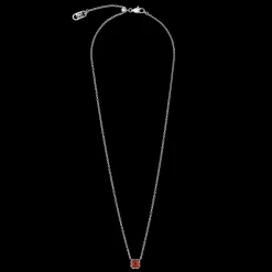 Birthstone January Necklace Red Agate Silver