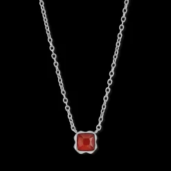 Birthstone January Necklace Red Agate Silver