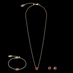 Birthstone January Necklace Red Agate Gold