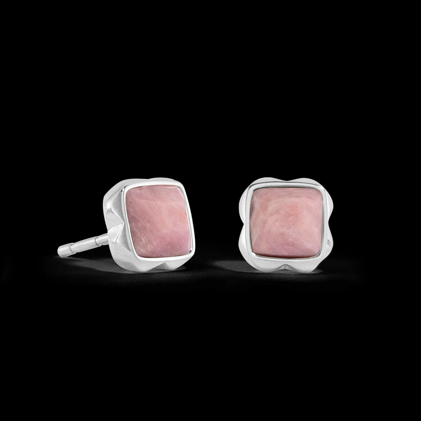 Birthstone July Earrings Rhodochrosite Silver
