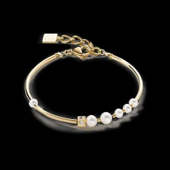 Bracelet Asymmetry Freshwater Pearls & stainless steel white-gold