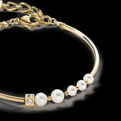 Bracelet Asymmetry Freshwater Pearls & stainless steel white-gold