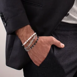 Bracelet Cubes Fusion link chain black