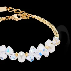 Bracelet Dancing Crystals & Pearls gold