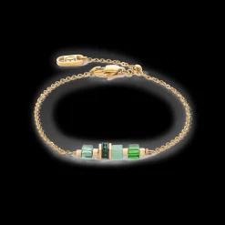 Bracelet Mini Cubes & Chain gold-green