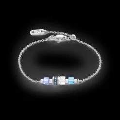 Bracelet Mini Cubes & Chain silver-blue