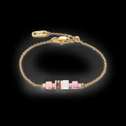 Bracelet Mini Cubes & Chain gold-pink