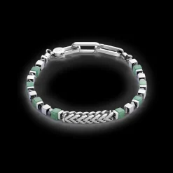 Bracelet Precious Cubes & Chain green-silver