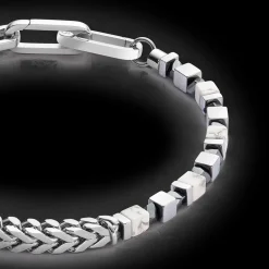 Bracelet Precious Cubes & Chain white-silver