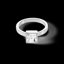 Brilliant Square big ring silver crystal