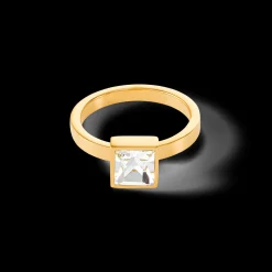 Brilliant Square big ring gold crystal