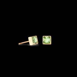 Brilliant Square small earrings gold green