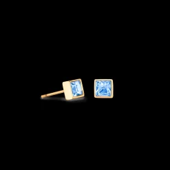 Brilliant Square small earrings gold pale blue
