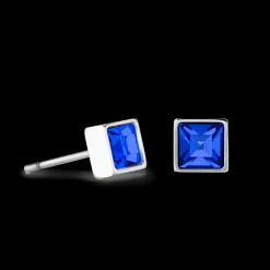 Brilliant Square small earrings silver blue