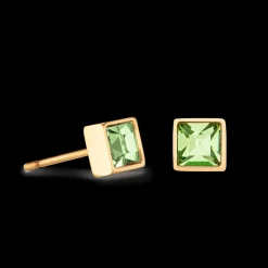 Brilliant Square small earrings gold green