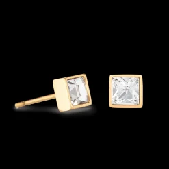 Brilliant Square small earrings gold crystal