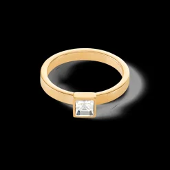 Brilliant Square small ring gold crystal