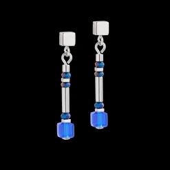 Cube Story Minimalistic Sparkling earrings blue