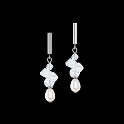 Earrings Dancing Crystals & Pearls silver