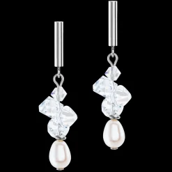 Earrings Dancing Crystals & Pearls silver