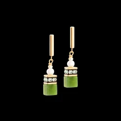 Earrings GeoCUBE® Fusion Precious Pearl Mix gold-green